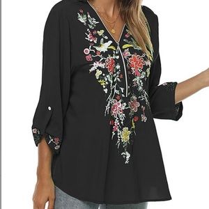 Mix Boho Printed V-Neck Top main image 1
